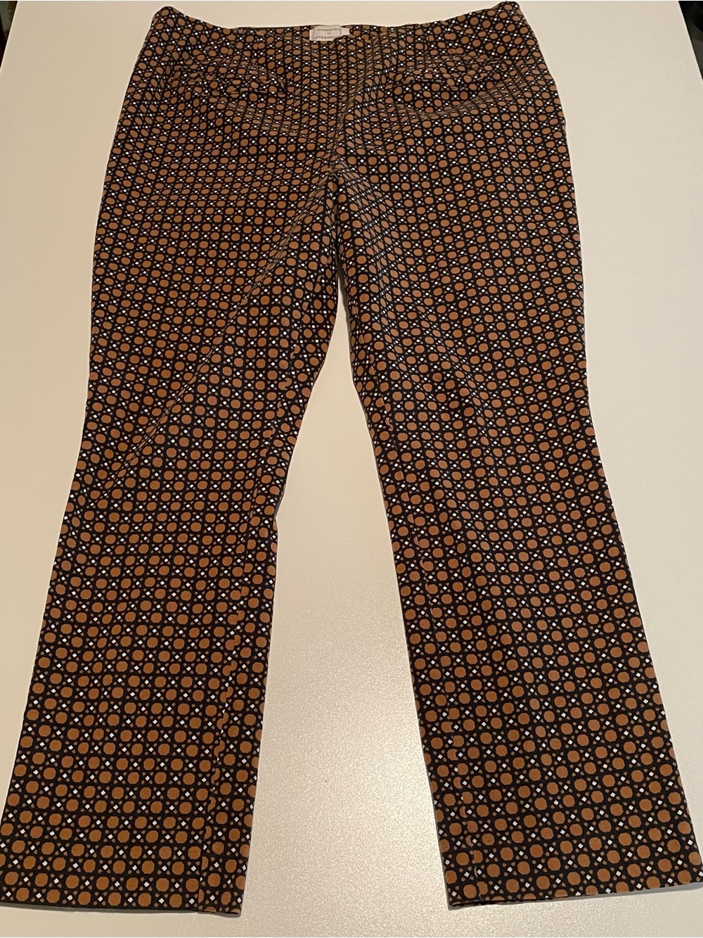 Anthropologie the essential slim Black and Brown Geometric Print Pants